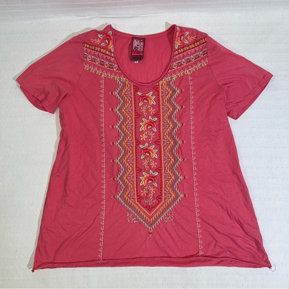 JOHNNY WAS JWLA Womens Top Size Large Embroidered Tunic Boho Designer - Picture 1 of 7